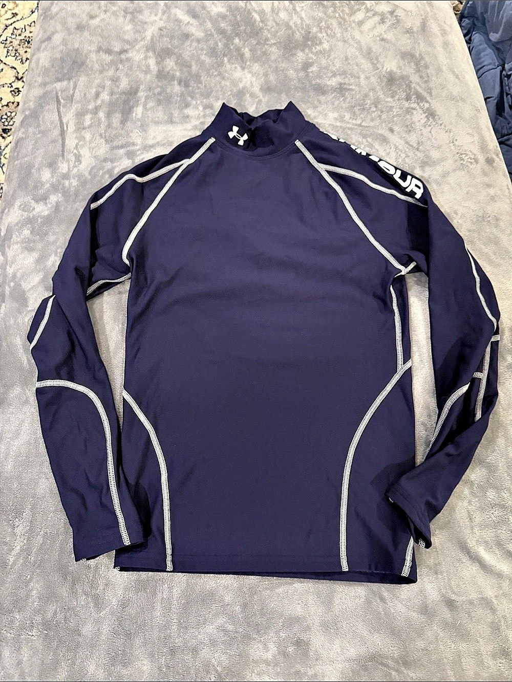 Under Armour Men's ColdGear Armour Fitted Mock Long Sleeve Blue Size Large